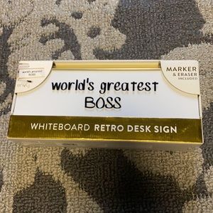Whiteboard retro desk sign